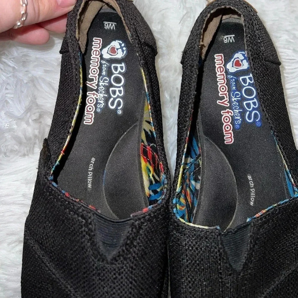 Bobs from Sketchers Memory Foam Womens Flats with Platform size Women’s 6 Black - Picture 3 of 5